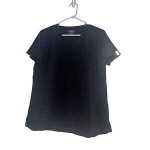 Cherokee Women’s V Neck Tuck In Rib Knit Scrub Top CK748A Black Medium